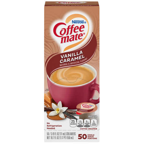 Nestle Coffee Mate Vanilla Caramel Liquid Coffee Creamer Singles 50 Pieces
