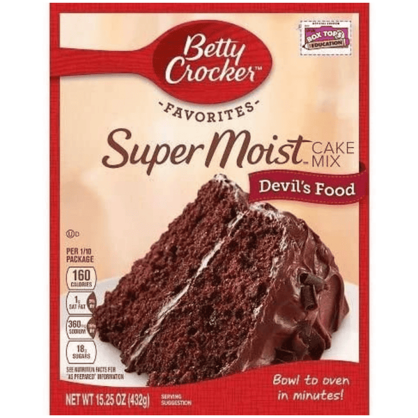 betty crocker cake mix super moist devil's food front