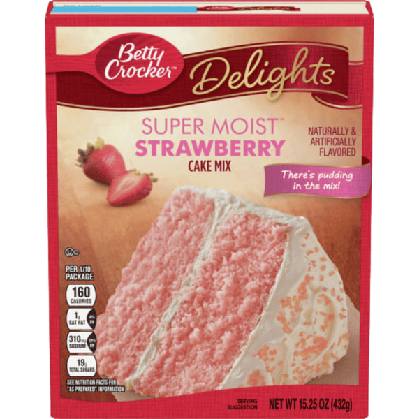 betty crocker super moist strawberry cake mix front