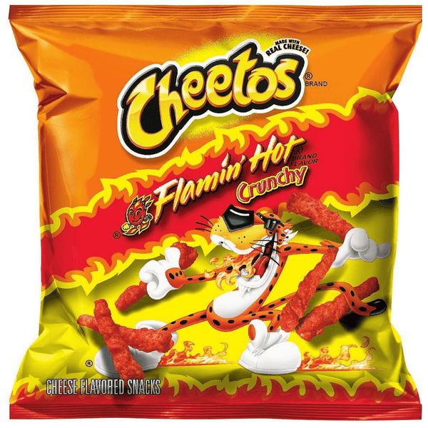 cheetos flamin' hot crunchy 77.9g front