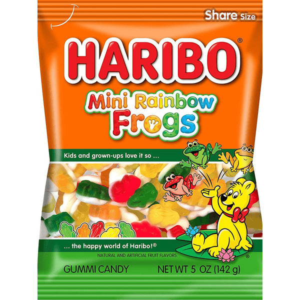 haribo mini rainbow frogs peg bag 142g front