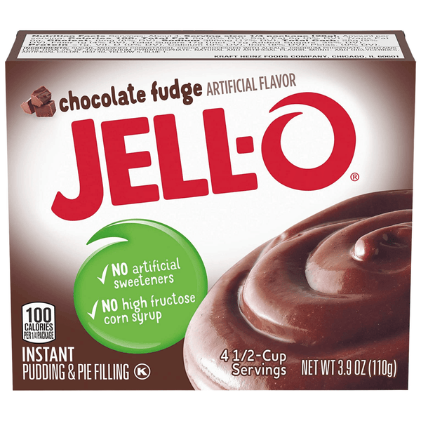 jell-o chocolate fudge instant pudding & pie filling 110g front