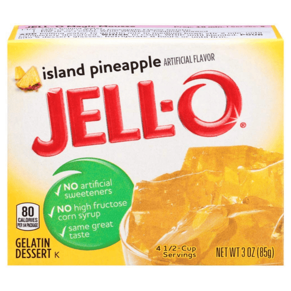 jell-o gelatin dessert mix island pineapple front