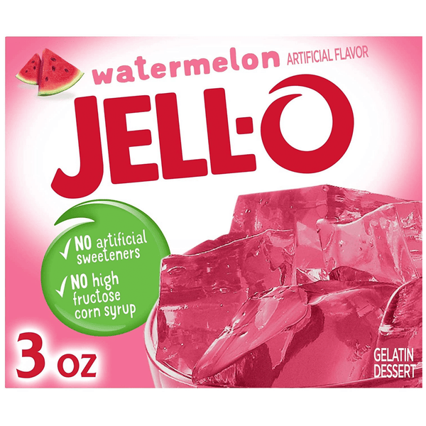 jell-o watermelon gelatin dessert mix front