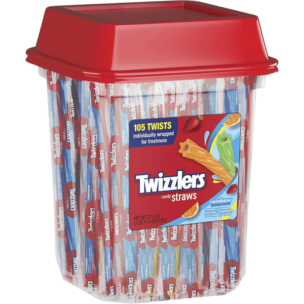 twizzlers rainbow twists candy straw jar 105ct