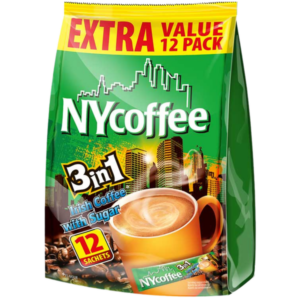 NY Coffee 3-in-1 Irish Instant Coffee With Sugar 12 Sachets Pack